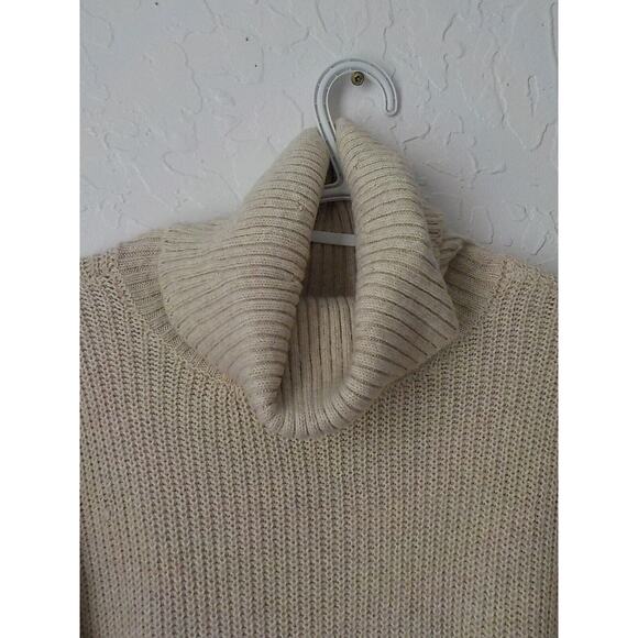 Candance Cameron Bure Turtleneck Sweater Women Small Neutral Beige Cable Knit - Picture 5 of 10